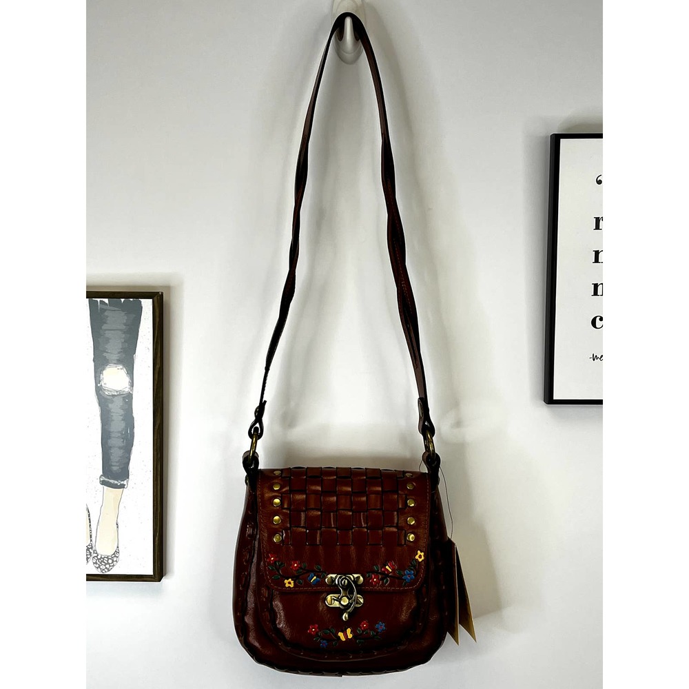 Patricia Nash Rich Brown Shoulder Bag with Woven Flap